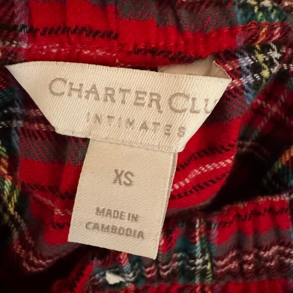Charter Club Brinkley Plaid Red Cotton Flannel Pajama Pants Women XS NWT - Picture 7 of 7